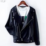 Zingj Leather Coat Female Short Spring And Autumn Winter 2024 Korean Version Coat Student Bf Loose Motorcycle Leather Jacket