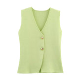 Women's New Button Knitted Vest Skirt 4192015