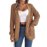 Shooting 2025 Autumn And Winter Leisure Pocket Long-Sleeved Knitted Sweater Cardigan Jacket Explosion Women's