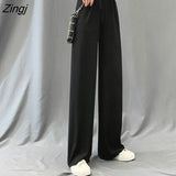 Pants Women Solid Summer Drape Mopping All-match Elegant Lace-up Elastic-waist Spring Long Trousers Korean Style Chic