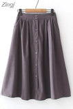 High Waist Vintage Midi Skirts Women Autumn Winter Thick Casual Elegant A-Line Office Ladies
