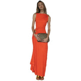 New Women's Fashion Sexy Body Trim Metal Decoration Bag Foldless Sleeveless Dress