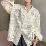 Zingj Hollow Out Shirt Coat Female Spring And Summer Korean Design Sense Small Sunscreen Shirt Loose Casual Long Sleeve