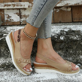 Fashion Fish Mouth Women Sandals Large-Size Buckle Pine Cake Thick-Soled Beach Sandals