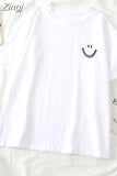 Women Short Sleeve Tees O-neck Embroidery All-match Basic Fashion Unisex Teenagers Leisure Soft Summer Simple