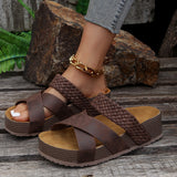Casual Cool Drag Women 2025 New Slippers Flat Bottom One Word Cross Sandals Women