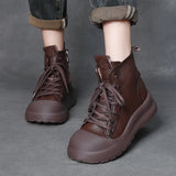 Cowhedular Retro Martin Boots Women 2025 Autumn And Winter New Set Of Leisure Short Boots With Round Head High-Top