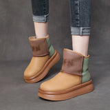 Warm Snow Boots Winter Color High-Skin High-Sleeve Thick-Sleeled Cotton Shoe Sleeve Flat Leather Boots