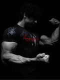 Demon Line Manuscript Spider Before And After Printing Short-Sleeved T-Shirt Summer Tide Necker Men's