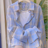 Summer New Sunscreen Thin Plaid Shirt Women Loose Long-Sleeved Design Sunscreen Women Wear