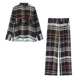 Women's Explosive Fashion Casual Pocket Shirt + Plaid Pants