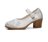 Zingj New Embroidered Cloth Shoes With High Heel Embroidered Shoes With Horse Face