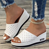 And Summer New Fish Mouth Slope And Slippers Women Wear Loose Cake Thick Bottom One-Word Drag Large Size Women Cold