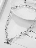 Simple Link Chain Toggle Necklace- Outfit