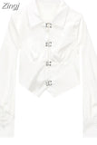 Women's White Shirt Vintage Long Sleeve Single Breasted Loose Office Ladies Female Elegant Slim All-match Blouses Chic Top
