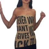 Zingj New Women's Wear Strapless Sleeveless Letter Street Fashion Personality Package Hip Dress