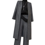 New Women's Clothing Autumn And Winter Long Two Sets Of Trousers Hair Coat Wide Leg Pants Casual Fashion Suit Women's