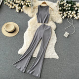 Zingj Kong Flavor Retro Knit Suit Short Sleeveless Jacket Women's High Waist Horn