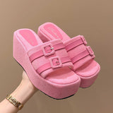Slope And Slippers Women Wear 2025 New Thick-Soled Leisure Beach Women's Shoes Buckle Cool Drag
