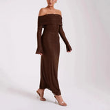 Women's New Luxury Out-Shoulder Long-Sleeved Body Drilled Noble