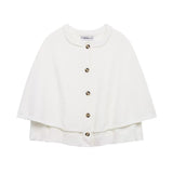 2025 Fashion Knitted Round-Necked Shawl Cape Design Woolen Sweater Women's