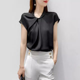 And South Korea 2025 Summer New Heart Machine Details Collar Refreshing Tian Silk Mixed Spinning French Small