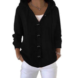 Sheintemu Spring/Autumn Hooded Long-Sleeved Button Sweater