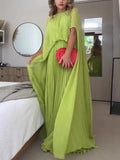 Women's Dress Solid Color Pressure Folding Over The Big Swing Fashion Loose Tie Women