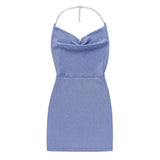 Zingj Bright Silk Hanging Neck Sexy Pile Pile Collar Dress Female Spring / Summer 2023 Sexy Backpack Hip Slip