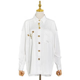 Zingj Cardigan Female Top Spring 2024 New Striped Metal Button Lapel Loose Type Thin Temperament