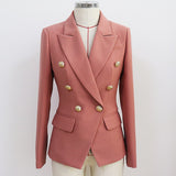 High-Grade Sharp Star Suit Jacket Female Metal Lion Head Buckle Double Buckle Small