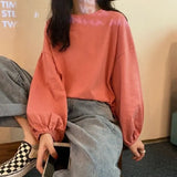 Zingj Women's Fall 2024 New Korean Version Loose Sleeve Student Lantern Sleeve Long-Sleeve T-Shirt Women's Solid Color Bottom Shirt