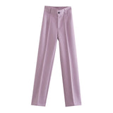 New Summer Style Straight Tube High Waist Shows Thin Solid Color Casual Pants