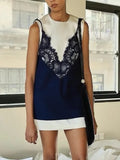 Light Luxury Short Dress 2025 Autumn New Sleeveless Lace Sexy Slimming Dress