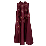New Dress In The Summer Of 2025, Elegant Casual Round Neckless Loose Flowers Splicing Design