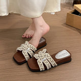 Fragrant Wind Thick Bottom Slippers Women 2025 Summer New Square Head Holiday Slippers Women Wearing Skirts And
