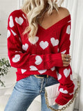 Wear Knitted Top Girl Loose Hollow V Collar Love