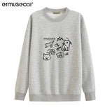 Cotton Cotton Composite Milk Silk 350G) Autumn And Winter New Cat Print Loose Hooded