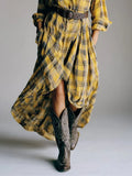 Long-Sleeved Plaid Shirt Dress 2025 Spring And Autumn New Fashion Loose Casual Dress