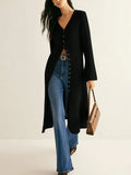 Retro Elegant Long-Sleeved Jacket Knitted Sweater Medium Long