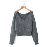 Temperament Gray V-Neck Long-Sleeved Knitwear In Autumn 2025 + High-Waisted Knitted Half-Dress