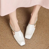 High-End Squeer Hollow Bag Head Half Slippers Women Wear Inside The Raised Square Head Muller Shoes And Cool