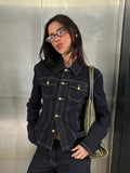 Water Wash To Make Old Cowboy Collar Clasp Temperament Hottie Waist Split Long-Sleeved Shirt Top