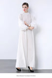 Folds Solid-Colored Dress Women's Niche Light-Cooked Three-Dimensional Flowers Loose Thin-Skinny Long