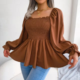 Shooting 2025 Spring And Summer Leisure Wood Ear Side Collar Long-Sleeved Chiffon Sweater Explosion Of Women's