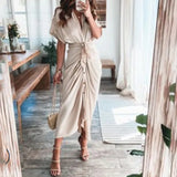 Women's Fashion Dress INS Temperament Fashion Printed Shirt Folded