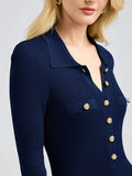 French Knitted Dress Elegant Knitted Long-Sleeved Women's