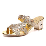 Fashion Water Drill Rough And Slippers Women's Summer High And Cool Drag 42 Yards New Diamond Set Hollow High And Cool