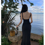 Zingj Shot Show Back Atmosphere Feeling Sling Dress Female Design Sense French Temperament Show Thin Fish Tail Dress Clear Cold