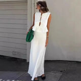 Women's ZA Summer New Fashion 100-Fold Cotton Shirt Skirt